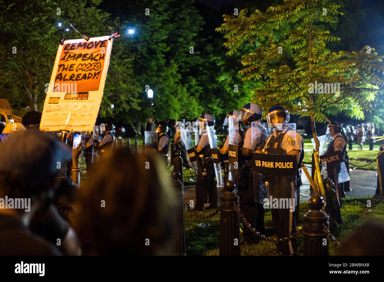 Washington, DC / USA - May 30, 2020: Crowds of peoplegather at the White House to protest the ...