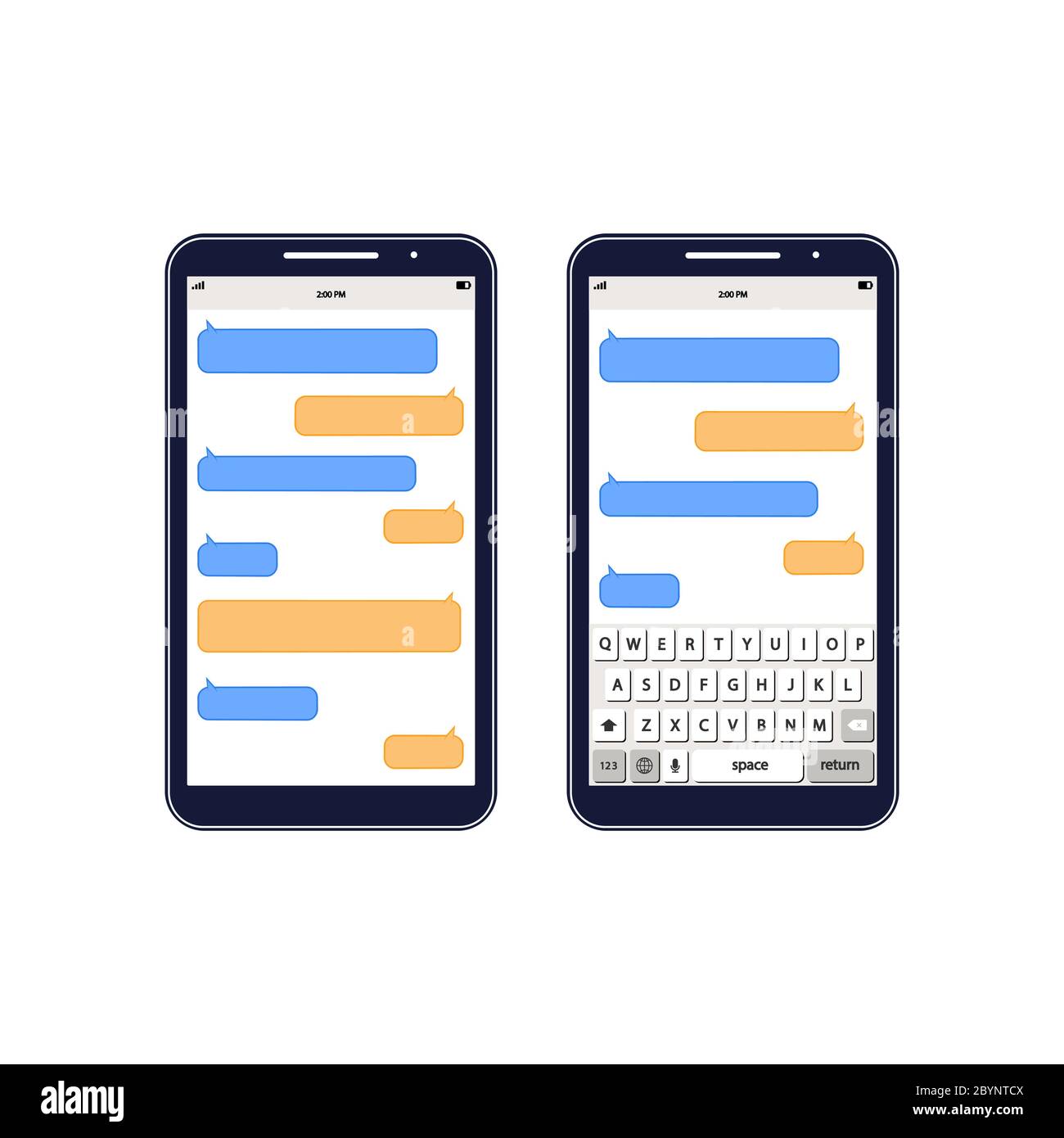 Phone Message Template. Social network messenger page template. Message