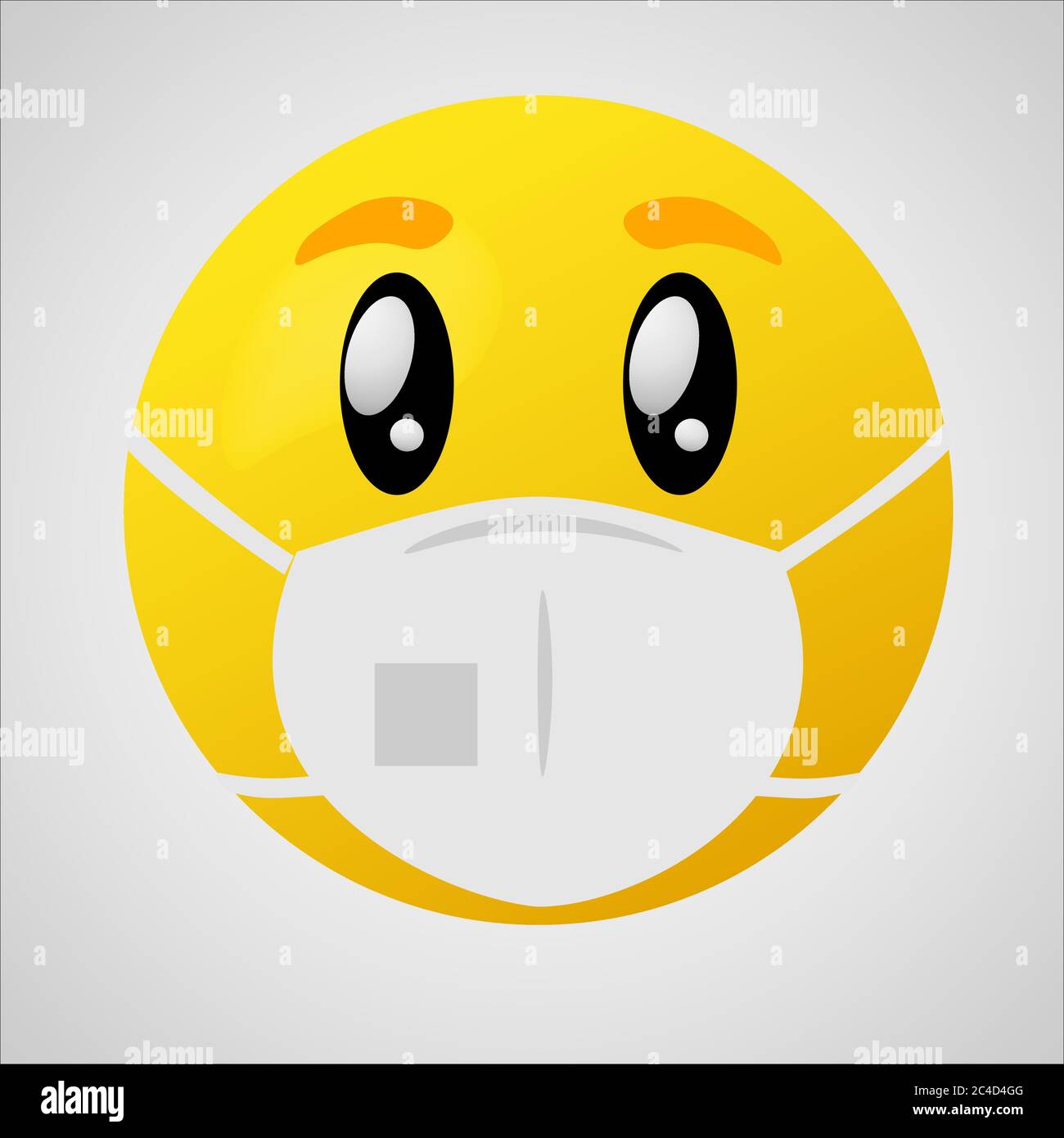 Emoji With Mouth Mask - Yellow Face With Eyes Wearing A White Surgical 