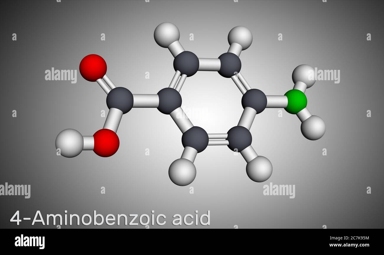 4Aminobenzoic acid, pAminobenzoic acid, PABA molecule. It is