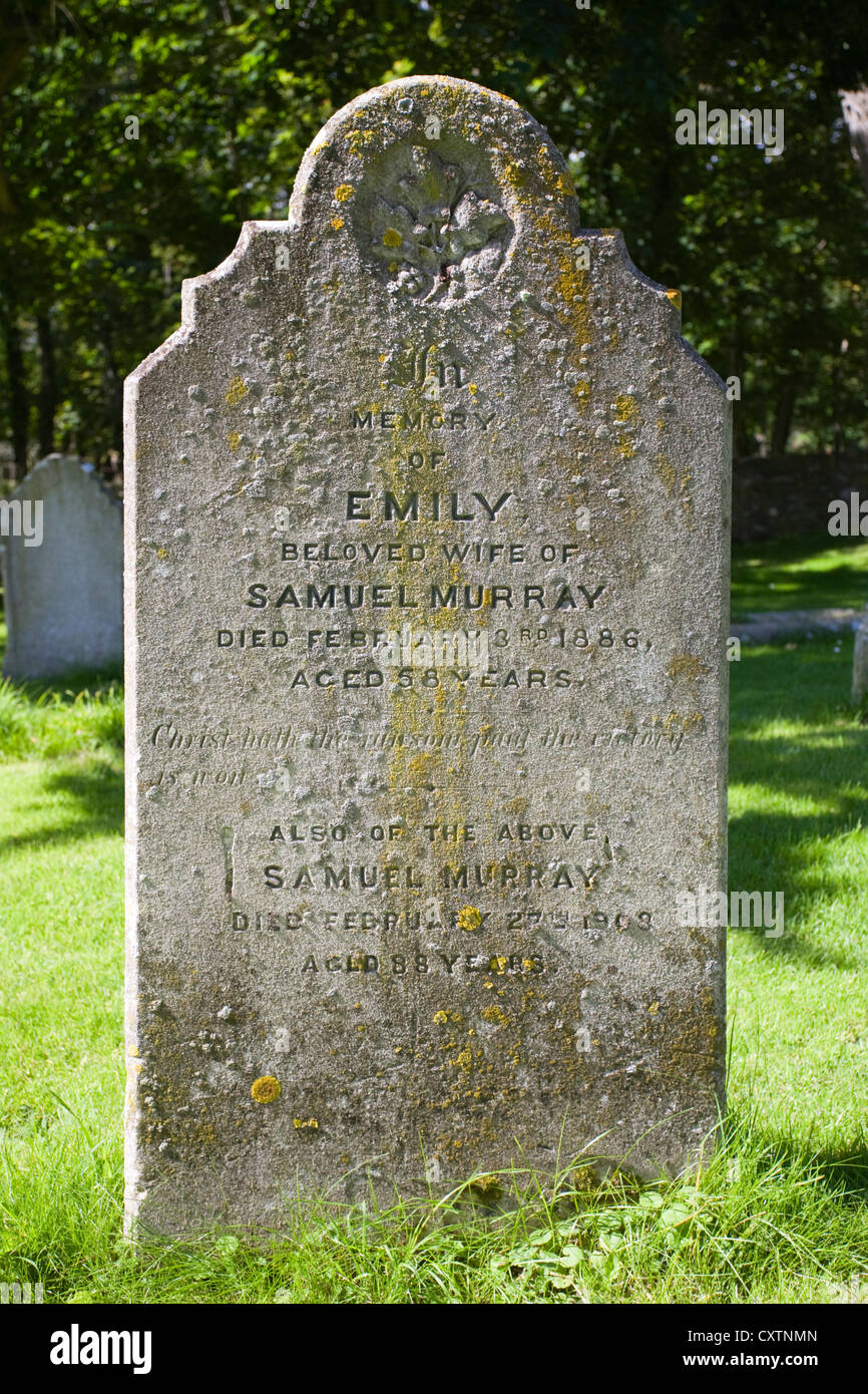 19th century gravestone in Tyneham abandoned village, Dorset Stock