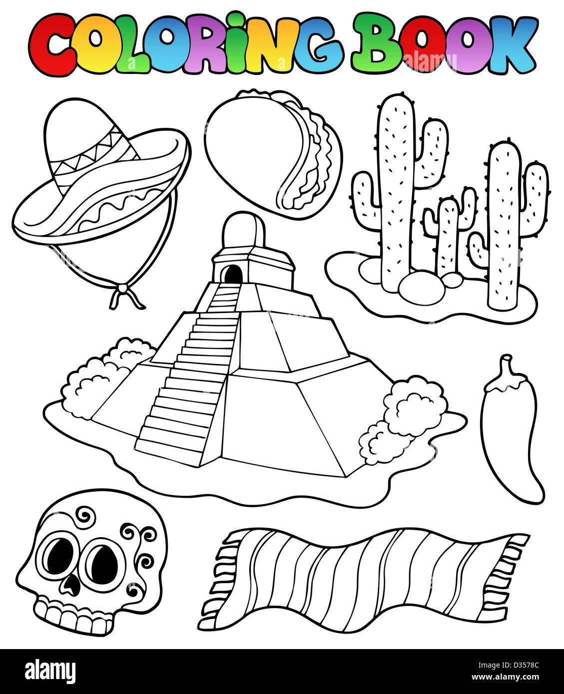 Coloring Book With Mexican Theme 1 Thematic Illustration Stock Photo   Coloring Book With Mexican Theme 1 Thematic Illustration D3578C 