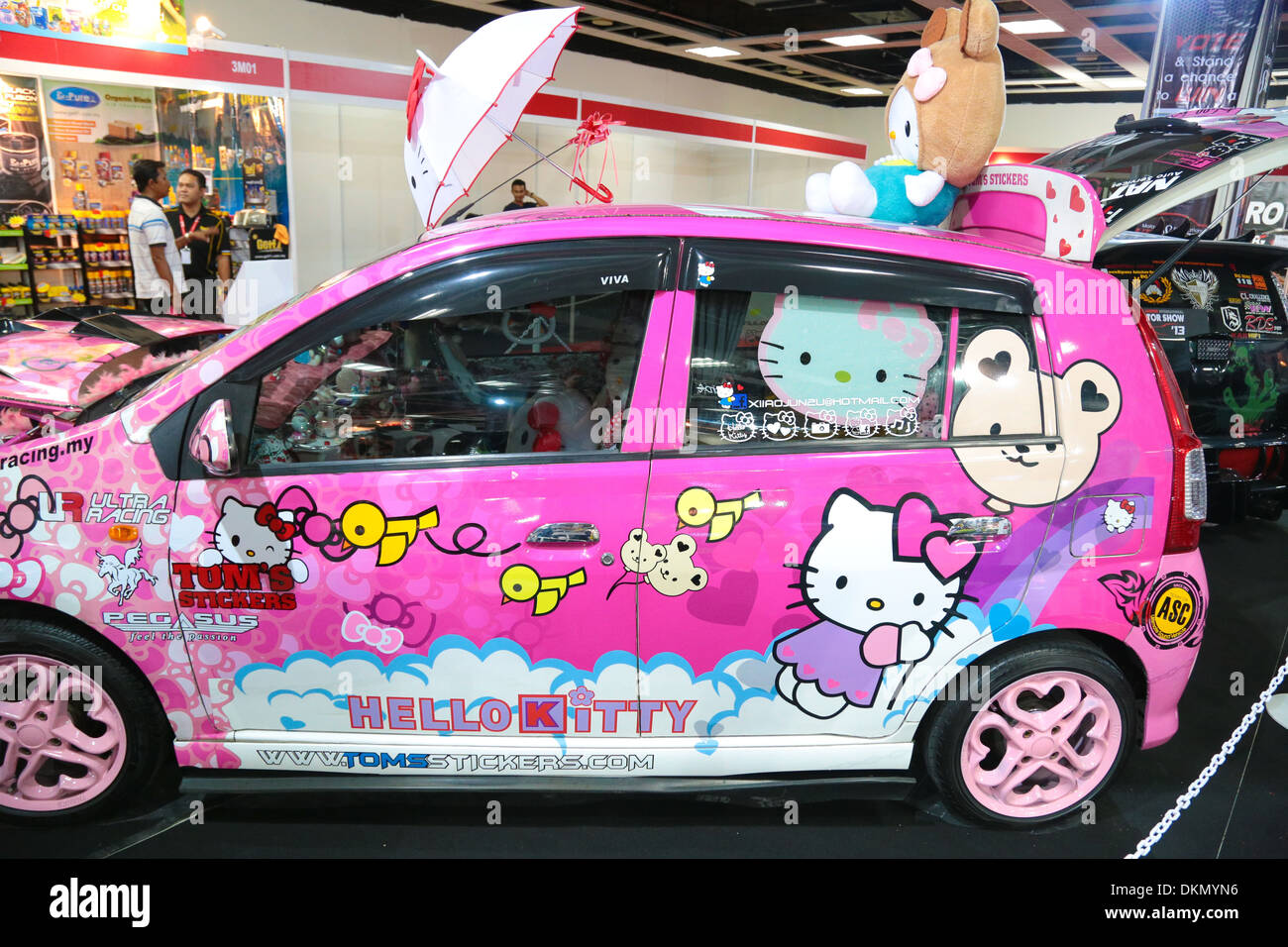 Car modified with Hello Kitty theme at KL International 