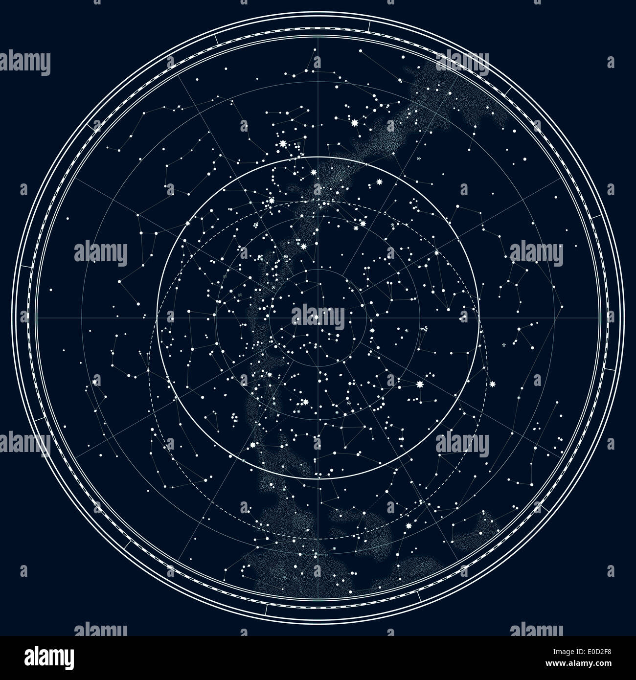 Astronomical Celestial Map Of The Northern Hemisphere Detailed Chart E0D2F8 