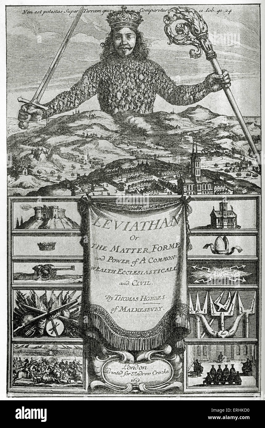 Thomas Hobbes title page of 'Leviathan ' 1652. English moral and Stock