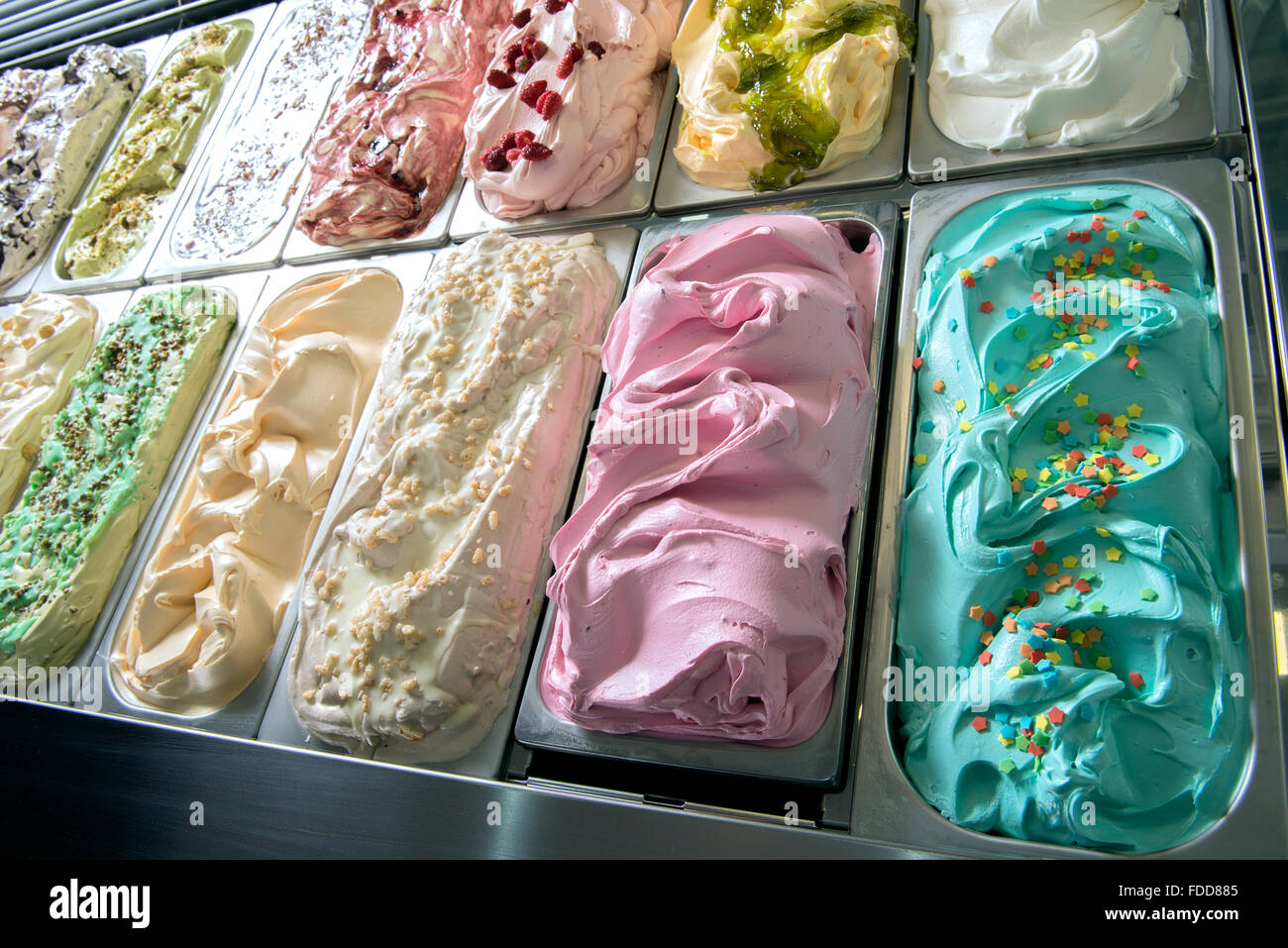 ice cream box in a ice cream shop typical Italian Stock Photo Alamy