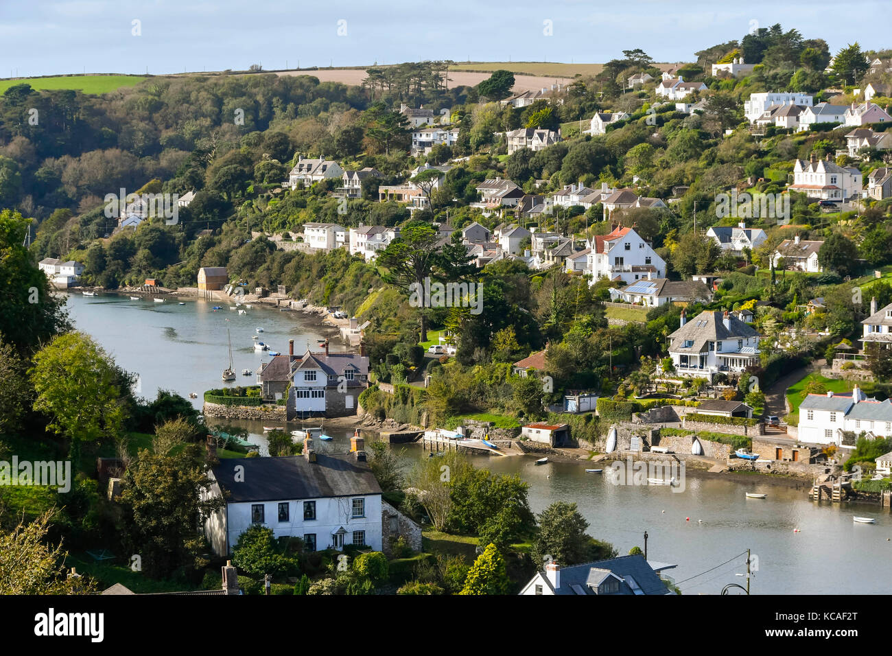 Noss Mayo, Devon, UK. 3rd Oct, 2017. UK Weather. View from the hill