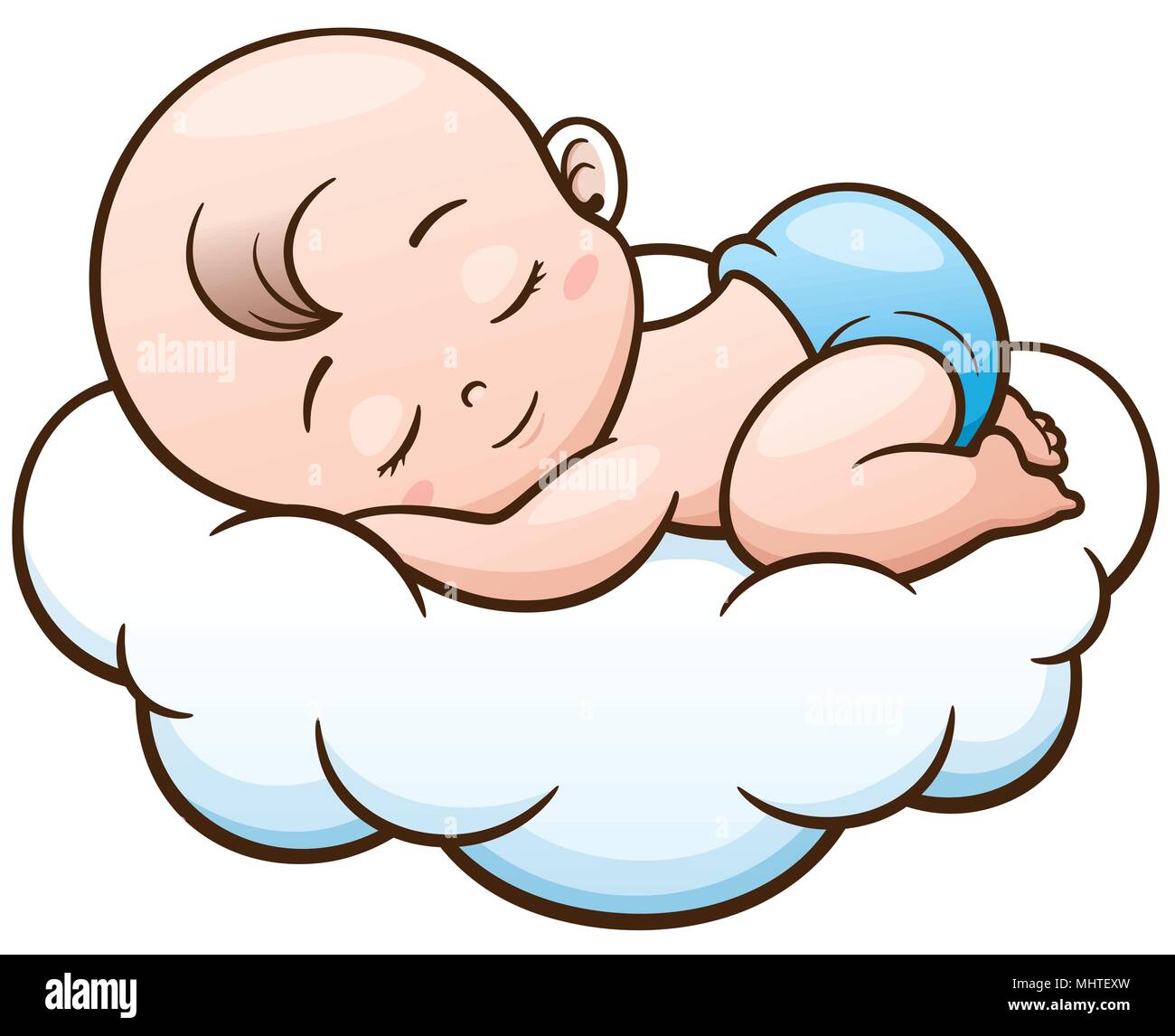 Vector Illustration of Cartoon Baby sleeping on a cloud Stock Vector ...