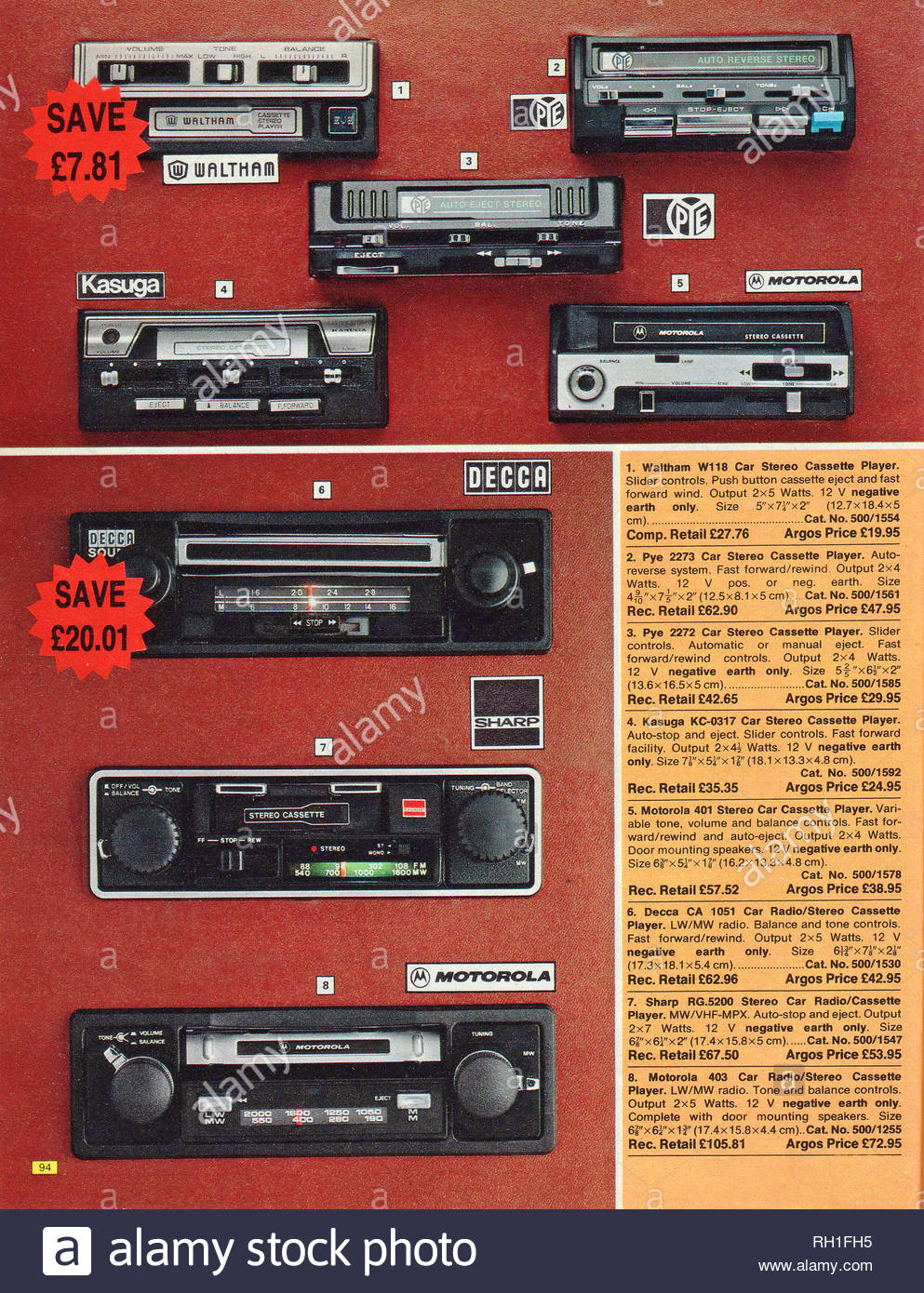 Vintage Car Radio/Cassette Player, Argos Catalogue items from 1976