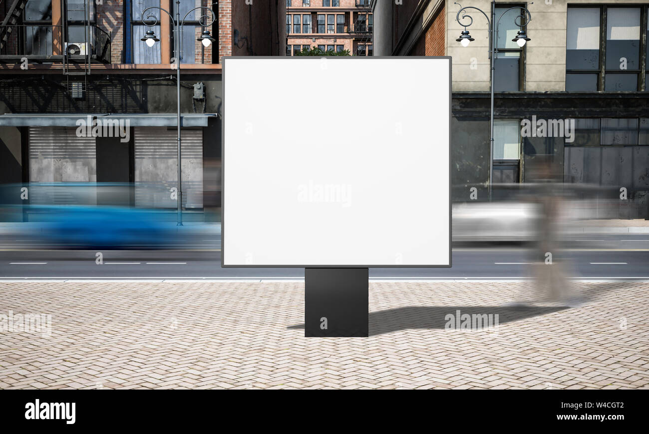 Download street advertising square billboard mockup at city 3d rendering Stock Photo - Alamy